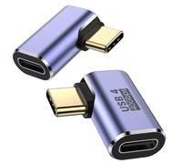 MOGOOD 90 Grados Adaptador USB C 100W (2 Paquetes), Adaptador USB C Macho a USB C Hembra de 40Gbps, Compatibilidad con Thunderbolt4, Ordenador Portátil, Galaxy S25,MacBook, Tableta Inteligente.