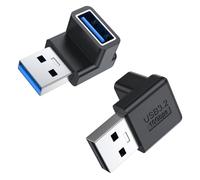 MOGOOD 90 Grados USB 3.2 Adaptador 10Gbps, 2 Pack Arriba y Abajo ángulo USB A Macho a Hembra Conector USB L Forma Extender Admite Transferencia de Datos Compatible con PC, Disco Duro, Teclado