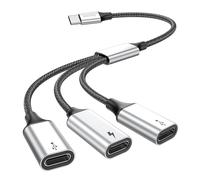 MOGOOD Adaptador USB C hembra 3 puertos, transferencia de datos y carga para iPhone 15, Mac, PS5, laptop y auriculares