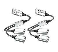 MOGOOD Adaptador USB Ladrón 2 Puertos Carga y Datos 2-Pack PC, Coche y PS5