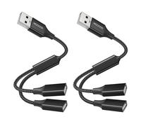 MOGOOD Adaptador USB Ladrón 2 Puertos Carga y Datos 2-Pack PC, Coche y PS5
