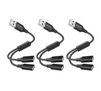 MOGOOD Adaptador USB Ladrón 2 Puertos Carga y Datos 3-Pack PC, Coche y PS5