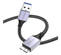 MOGOOD Cable de Disco Duro, Micro B a USB Cable de Datos Macho, USB3.0 a Micro B Cable Compatible con Discos Duros Externos Portátiles,WD Elements,Samsung M3 1TB/Galaxy S5/Note 3-Gris(2M