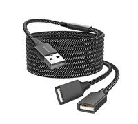 MOGOOD Cable de extensión USB - Divisor USB A macho a 2 hembra, cable trenzado de nailon duradero, transferencia de datos rápida para impresora, teclado, unidad flash