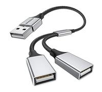 MOGOOD Cable Divisor USB, USB Splitter Doble Extensión Cable para Carga/Transferencia de Datos Doble Puerto US B Extensor Hub Multipuerto Adaptador Divisor de Datos para Laptop