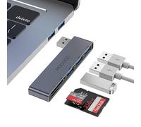 MOGOOD Concentrador USB de 5 Puertos Ultrafino con 1 USB 3.0, 2 USB 2.0, Lector de Tarjetas TF/SD/MicroSD, Divisor USB portátil para MacBook, Surface Pro, XPS, Ordenador portátil, USB Flash Drives, y
