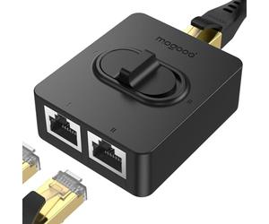 MOGOOD Conmutador Gigabit Ethernet, Divisor de Red Bidireccional 1 Entrada y 2 Salidas, Plug and Play sin Necesidad de Alimentación, Aislamiento Físico de Puertos, Alta Velocidad