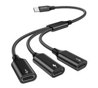MOGOOD Divisor USB C, adaptador de 3 puertos tipo C a USB C hembra para transferencia de datos y carga, OTG para iPhone 15, Mac, PS5, laptop, auriculares (paquete)