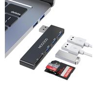 MOGOOD Hub 5 Puertos USB 3.0, Lector SD/TF para PC, Negro, Lado Izquierdo