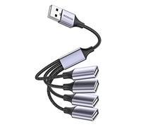 MOGOOD Hub USB 2.0 4 Puertos 480Mbps, Carga Datos PC, 1 Unidad, Plateado