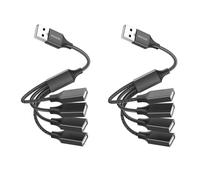 MOGOOD Hub USB 2.0 4 Puertos 480Mbps, Carga Datos PC, 2 Unidades, Negro
