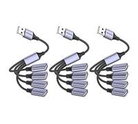 MOGOOD Hub USB 2.0 4 Puertos 480Mbps, Carga Datos PC, 3 Unidades, Plateado