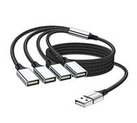 MOGOOD Hub USB 2.0 4 Puertos 480Mbps, Carga Datos PC, Negro, 1 Metro