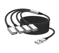 MOGOOD Hub USB 2.0 4 Puertos 480Mbps, Carga Datos PC, Negro, 2 Metros
