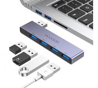 MOGOOD Hub USB 3.0 4 Puertos Gris Derecha, Adaptador Multipuerto USB