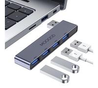 MOGOOD Hub USB 3.0 4 Puertos Gris Izquierda, Adaptador Multipuerto USB