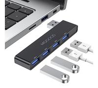 MOGOOD Hub USB 3.0 4 Puertos Negro Izquierda, Adaptador Multipuerto USB