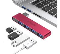 MOGOOD Hub USB 3.0 4 Puertos Rojo Derecha, Adaptador Multipuerto USB