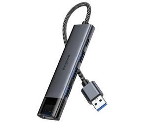 MOGOOD HUB USB 3.0, USB Splitter con 4 Puertos Tipo A 3.0 y Puerto Tipo C, 5Gbps USBA Extender con 10cm de Cable extendido, Adaptador multipuerto USB para portátil, PC, Impresora, Disco Duro, Teclado