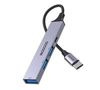 MOGOOD Hub USB C Adaptador 60W PD Carga 3 Puertos USB 2.0 Plata