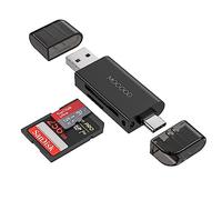 MOGOOD Lector de tarjetas SD USB C, lector de tarjetas de memoria USB 2.0, adaptador micro SD de doble conector USB 2.0/USB C, adaptador de lector de tarjetas de memoria compatible con SD/Micro SD