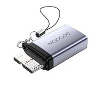MOGOOD Micro B Macho a USB Hembra, Adaptador de Datos de Micro B a USB 3.0 Hembra para Ordenadores y Discos Duros Externos (1 Paquete)