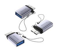 MOGOOD Micro B Macho a USB Hembra, Micro B a usb3.0 Hembra, Micro B a USB Hembra Data Adapter para Ordenadores, computadoras portátiles, Discos Duros externos adaptadores de convertidor (3 Paquete)