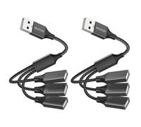 MOGOOD Splitter USB 1 a 3, 480Mbps, 2 Paq, ALU/Nailon, Negro