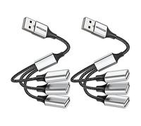 MOGOOD Splitter USB 1 a 3, 480Mbps, 2 Paq, ALU/Nailon, Plata