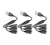 MOGOOD Splitter USB 1 a 3, 480Mbps, 3 Paq, ALU/Nailon, Negro