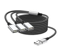 MOGOOD Splitter USB 3 en 1, 1 Macho a 3 Hembra, 2m, ALU/Nailon, Carga/Datos
