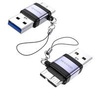 MOGOOD USB Macho a Micro B Macho, USB 3.0 Macho a Micro B, Adaptador de Carga de Datos Micro B a USB Macho Adaptador Corto Convertidor para Ordenadores, Portátiles, Discos Duros Externos(2 Pack)