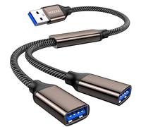 MOGOOD USB Splitter, USB 3.0 Splitter Y Cable, Tipo A Macho a Doble Tipo A Mujer Hub, Adecuado para Computadoras Laptop, Macbook, PC, HDD