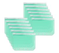 Mogoostry Bolsillos transparentes A8 con cremallera y 5 agujeros, 12 bolsillos verdes para carpeta con cremallera, mini bolsa de almacenamiento