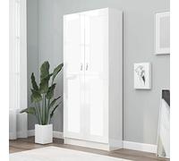 Mogou Armario de Libros, Armarios De Oficina, Armario Archivador, Mueble Archivador, Mueble Escobero Interior, aglomerado Blanco Brillante 82,5x30,5x185,5cm