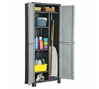 Mogou Armario de Plástico para Jardín y Terraza, Mueble Exterior de Almacenaje, Escobero, 68x39x171,5 cm