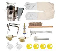 MOGOULUA 15 uds Profesional Apicultura Herramientas Kit para Apicultura Principiante Apicultura Ahumador Abeja de Marcador de Abeja Alimentador de Abejas Accesorio de Colmena