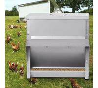 MOGOULUA Comedero automático para pollos de 30 L, de acero inoxidable, resistente a la lluvia, al aire libre, comedero para gallineros, comedero de doble cara, sin residuos para aves de corral de