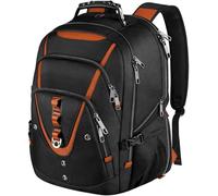 Mogplof Mochila extragrande para laptop para mujeres y hombres, negro/naranja, 18.4in, Mochilas de viaje