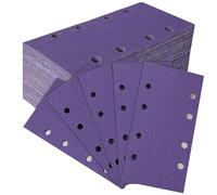 MOGRQAP Juego de 45 hojas de lija, 93 x 185 mm, grano 80, papel de lija de cerámica, 8 agujeros, hoja de lija rectangular para lijadora orbital de madera, metal