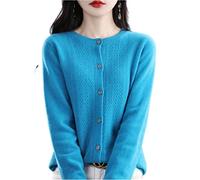 MOGSA Cárdigan de punto para primavera y otoño, cárdigan de lana ahuecado, cuello redondo, suéter de cachemira, punto sin costuras, camisa exterior
