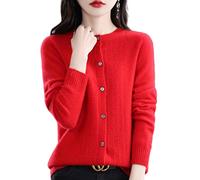 MOGSA Cárdigan de punto para primavera y otoño, cárdigan de lana ahuecado, cuello redondo, suéter de cachemira, punto sin costuras, camisa exterior