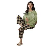 MOGSA Conjunto de pijama Kawaii para mujer, de algodón de manga larga, para otoño, invierno, tallas grandes, 4XL, 5XL, 4, 3XL, para 80-90 kg