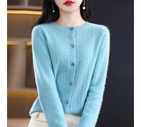 MOGSA Suéteres de cárdigan Primavera y otoño Cárdigan de lana con aberturas para mujer, suéter de cachemira de cuello redondo, camiseta interior sin costuras, camisa exterior de torre