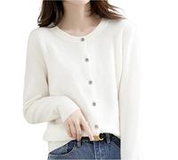 MOGSA Suéteres tipo Cárdigan para Mujer, Cárdigans de Mujer, Suéter de Cuello en O, Cárdigans de Cachemira de Primavera y Otoño, Tejidos de un Solo Pecho, Suéteres para Mujer