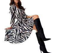 MOGSA Vestido largo para mujer, con botones, cuello en V, manga larga, elegante, para fiesta de primavera, color albaricoque, talla S