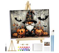 MOGTAA Gnomes - Pintura para niños y adultos, con marco, Halloween, calabaza, pintura por número de adulto, con caballero, DIY número de arte Kits, ocio creativo para adultos, 20 x 30 cm