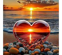 MOGTAA Kits de Pintura de Arte de Diamante en Forma de Corazón para Adultos, Kits de Pintura de Diamante 5D de Puesta de Sol DIY para Adultos Principiantes, Kits de Manualidades de Diamantes de