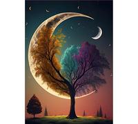 MOGTAA Kits de pintura de diamantes de árbol colorido para adultos, kits de pintura de diamantes 5D para principiantes, kits de puntos redondos de diamante para decoración del hogar, 12 x 16 pulgadas