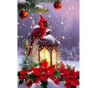 MOGTAA Kits de pintura de diamantes de Navidad para adultos, kit de pintura de diamantes 5D cardenal para adultos principiantes, flores de taladro completo, kits de arte de cristal para decoración del